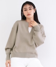 キーネックデザインニット【洗濯機OK】