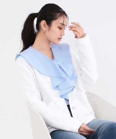 ツイードライクVネックニットカーディガン【洗濯機OK】