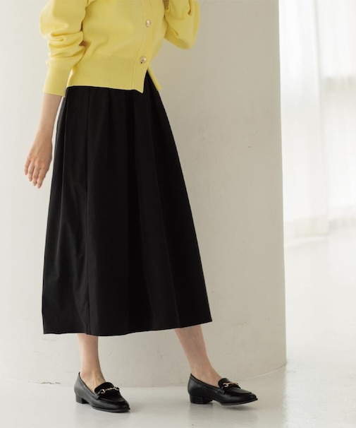 シャンブレータフタタックフレアスカート【洗濯機OK】