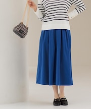 シャンブレータフタタックフレアスカート【洗濯機OK】