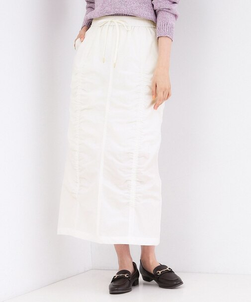 撥水シャーリングナロースカート【洗濯機OK／UVケア／花粉対応】