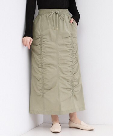 撥水シャーリングナロースカート【洗濯機OK／UVケア／花粉対応】