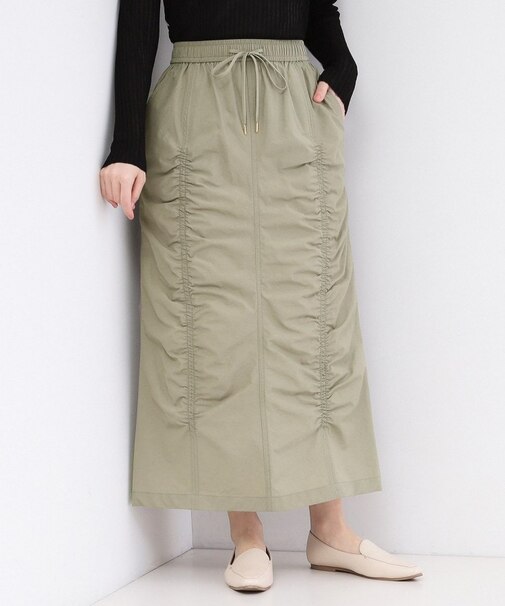 撥水シャーリングナロースカート【洗濯機OK／UVケア／花粉対応】