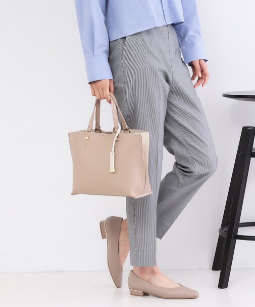 名品バイカラーミドルトート