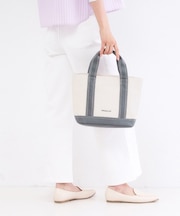 2WAYバイカラー帆布ミドルトート