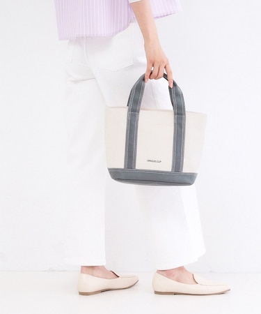 2WAYバイカラー帆布ミドルトート