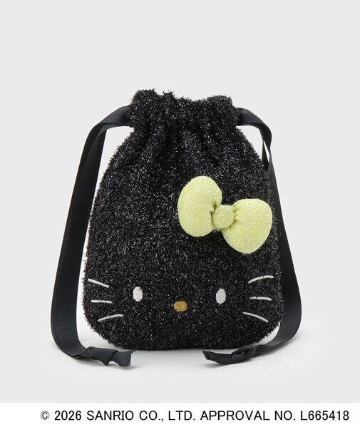 ◆【ハローキティ】キラふわフェイス巾着ポーチ