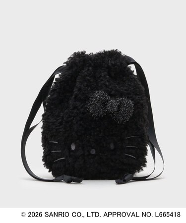 ◆【ハローキティ】キラふわフェイス巾着ポーチ