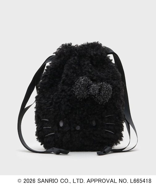 ◆【ハローキティ】キラふわフェイス巾着ポーチ