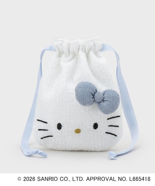 ◆【ハローキティ】キラふわフェイス巾着ポーチ