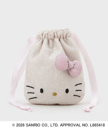◆【ハローキティ】キラふわフェイス巾着ポーチ