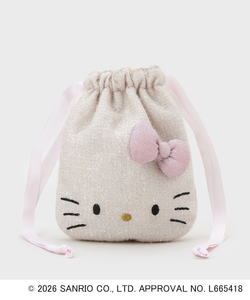 ◆【ハローキティ】キラふわフェイス巾着ポーチ