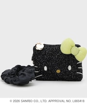 ◆【ハローキティ】フェイス型2WAYキラキラフラットポーチ