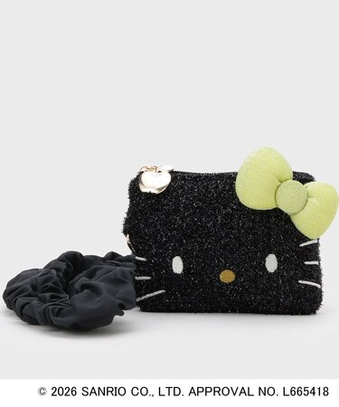◆【ハローキティ】フェイス型2WAYキラキラフラットポーチ