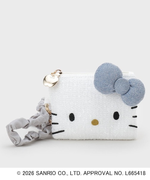 ◆【ハローキティ】フェイス型2WAYキラキラフラットポーチ