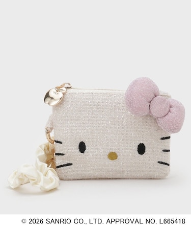 ◆【ハローキティ】フェイス型2WAYキラキラフラットポーチ
