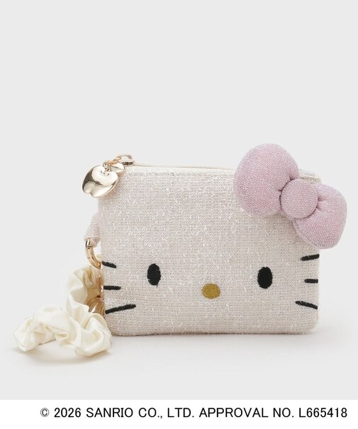 ◆【ハローキティ】フェイス型2WAYキラキラフラットポーチ