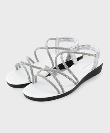 ビジュー細ストラップサンダル