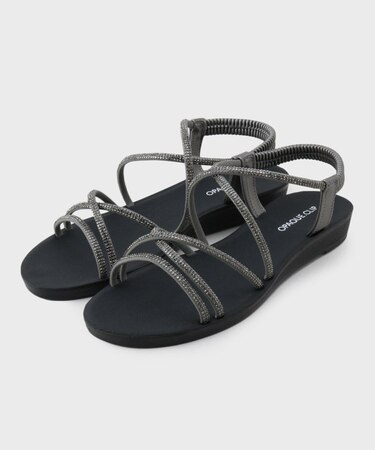 ビジュー細ストラップサンダル