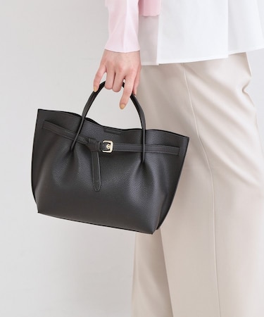 ベルトデザイン軽量シュリンク合皮ミドル