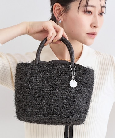 ラメバスケット調ミドルバッグ