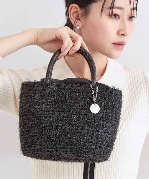 ラメバスケット調ミドルバッグ