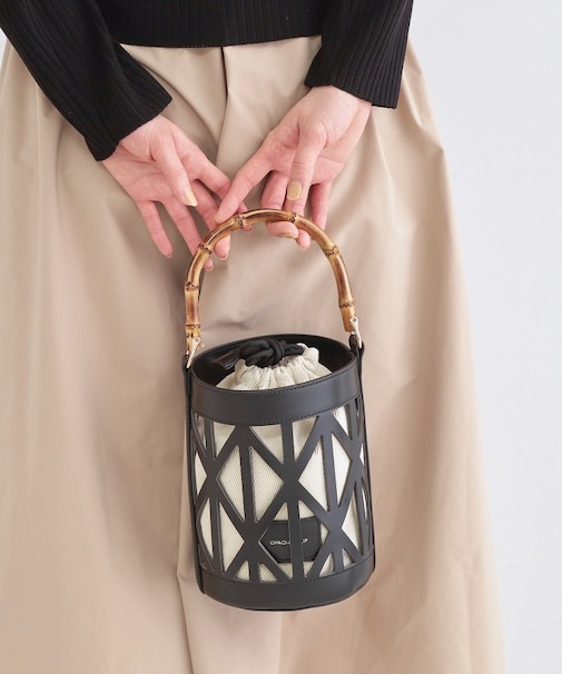 バンブーハンドルパンチングバケツ型バッグ
