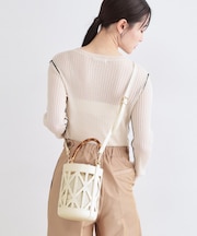 バンブーハンドルパンチングバケツ型バッグ