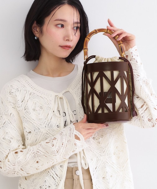 バンブーハンドルパンチングバケツ型バッグ