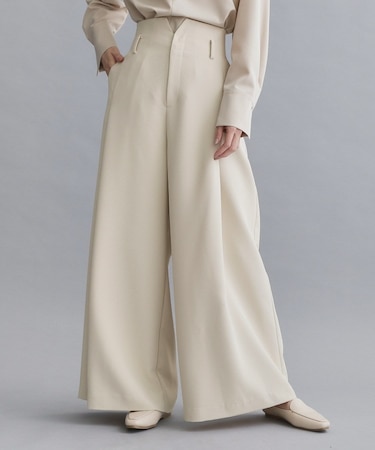 【es】ハイウエストタックワイドパンツ/セットアップ対応可【洗濯機OK】