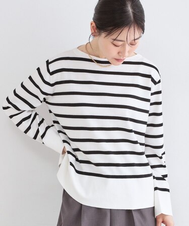 UV リラクシーボートネックニット／オーガニックコットン混【洗濯機OK】《5col》