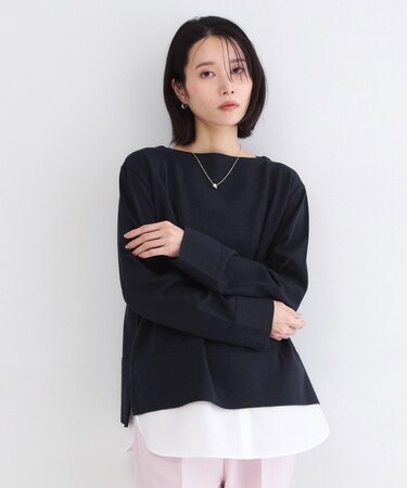 UV リラクシーボートネックニット／オーガニックコットン混【洗濯機OK】《5col》