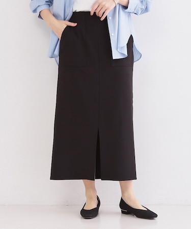 ストレッチダブルポケットタイトスカート【洗濯機OK】