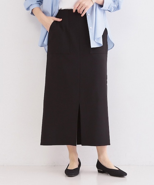 ストレッチダブルポケットタイトスカート【洗濯機OK】