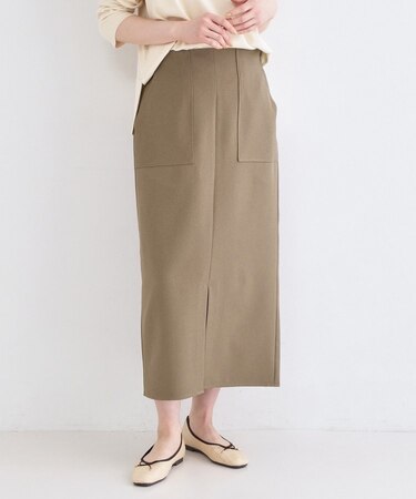 ストレッチダブルポケットタイトスカート【洗濯機OK】