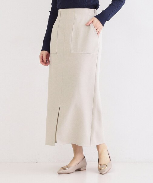 ストレッチダブルポケットタイトスカート【洗濯機OK】