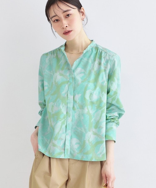 アート柄プリントブラウス【洗濯機OK】