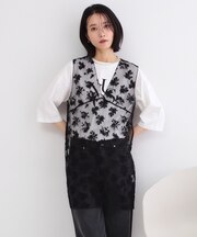 シアー刺繍チュニックブラウス【洗濯機OK】