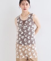 シアー刺繍チュニックブラウス【洗濯機OK】