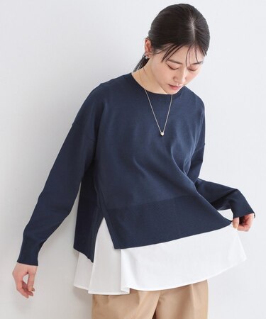 《ツインセット》ワイドニット×裾フレアタンクトップ【洗濯機OK】