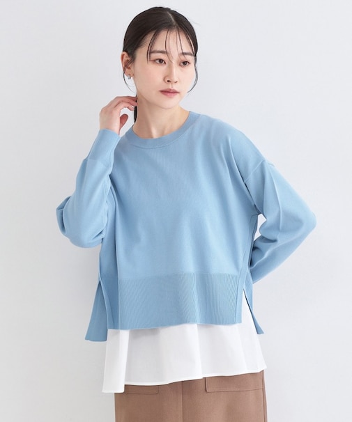 《ツインセット》ワイドニット×裾フレアタンクトップ【洗濯機OK】