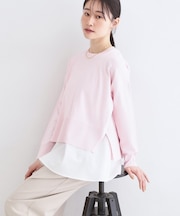 《ツインセット》ワイドニット×裾フレアタンクトップ【洗濯機OK】