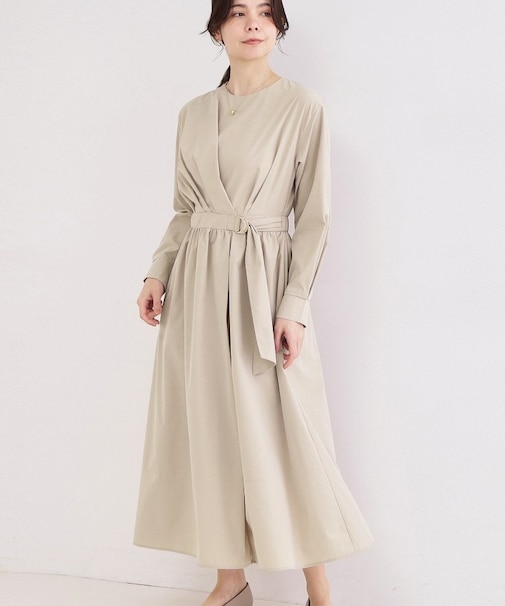 カシュクール風デザインワンピース【洗濯機OK】