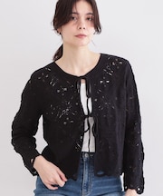 かぎ針風ニットカーディガン【洗濯機OK】