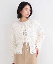 かぎ針風ニットカーディガン【洗濯機OK】