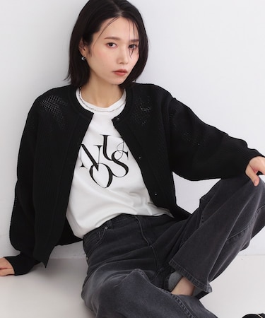 メッシュニットカーディガン【洗濯機OK】