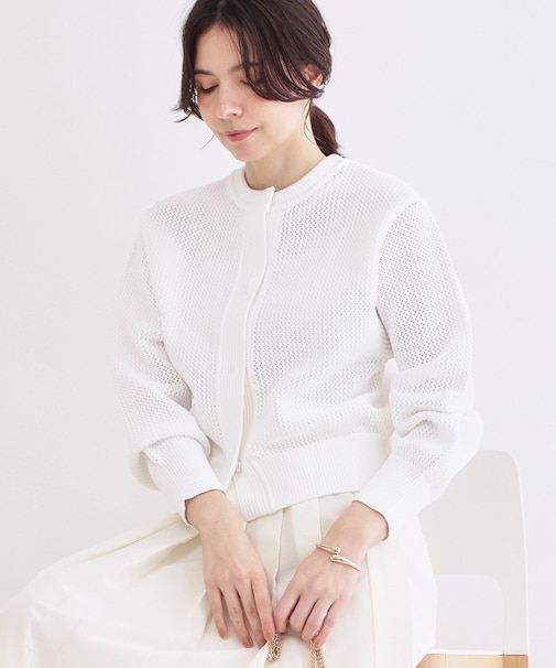 メッシュニットカーディガン【洗濯機OK】