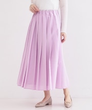 シアーリネンブレンドイージープリーツスカート【洗濯機OK】