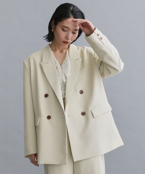 es】ダブルブレストテーラードジャケット/セットアップ対応可【洗える
