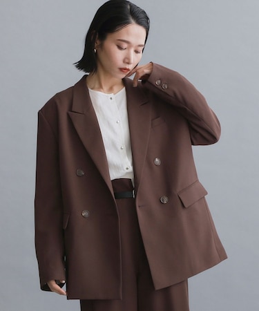 【es】ダブルブレストテーラードジャケット/セットアップ対応可【洗える】